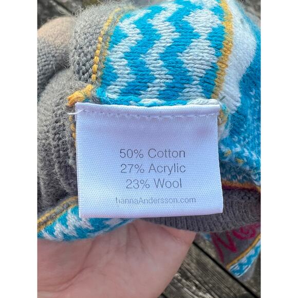 Hanna Andersson Cozy Up Sweater Dress 100cm Gray Stripe Heart Patch Wool Blend - Picture 4 of 8